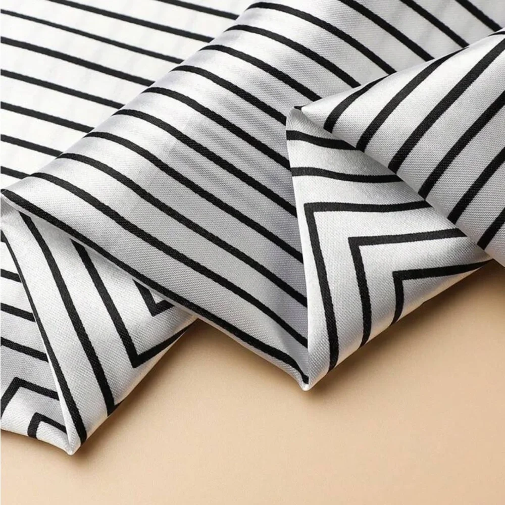 Anthropologie Black and White Striped Silk Scarf